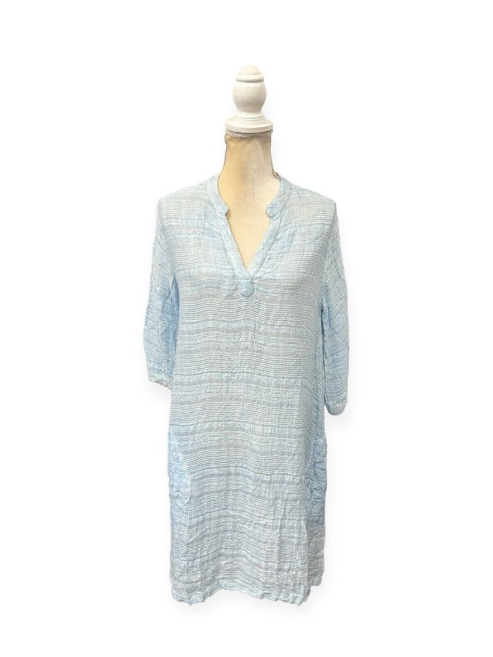 Ruby Yaya Blue Tunic Dress Size S Small 3/4 Sleeve